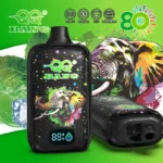 Hand holding QQ Bang 80000 smart screen vape showing actual size and ergonomic grip