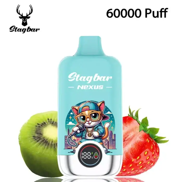 Stagbar Nexus 60000 Puffs 60k Vape: 50ML E-Liquid, 2%/5% Nicotine, 850mAh Rechargeable Battery, LED Display stag bar vaper