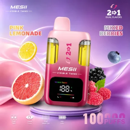 Mesii Visible Twins 100k 100000 Puffs Box Vape Disposable 30ml Dual Flavor with Visible Oil Tank