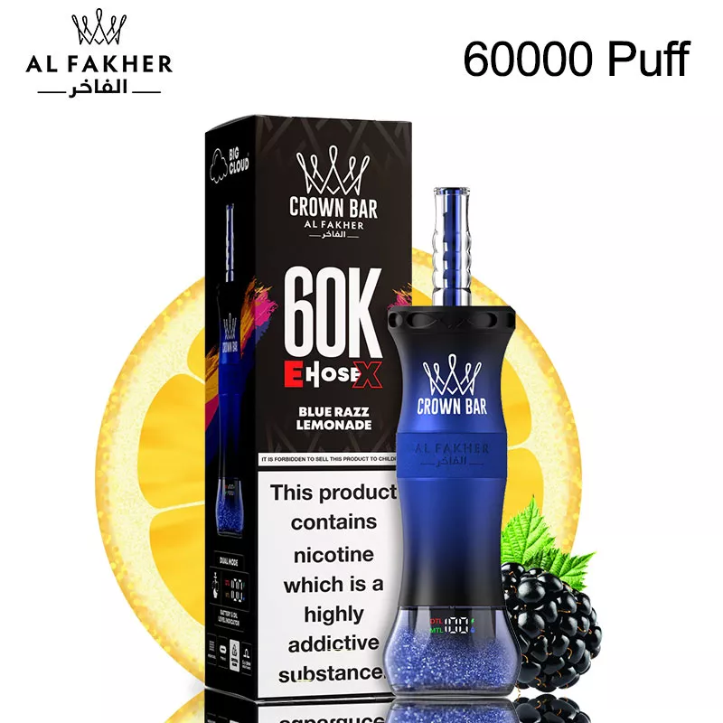 Al Fakher Crown Bar 60K E-Hose X 60000 Puffs Disposable Vape | 50ml, 1000mAh, DTL/MTL | Mini Water Bottle Design