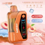 Smart display screen on Messi 50K vape showing battery percentage and e-liquid level indicator