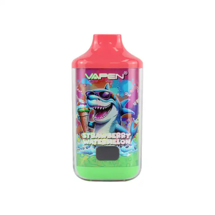 Vapen Mega 50K Puffs Disposable vape with colorful shark design.