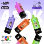 Close up of 15 in 1 flavor switch mechanism on Bang Leader 450K rechargeable vape