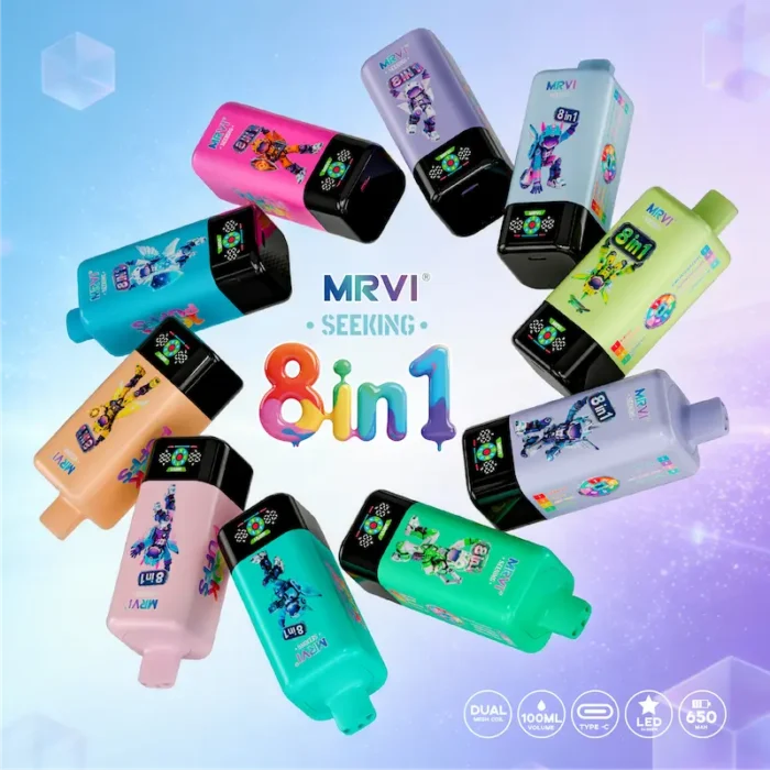 Mrvi Seeking 160k Puffs 8 in 1 160000 Disposable Vape alpha – 100mL E-Liquid, Dual Mesh Coil, Rechargeable (10 Flavors)