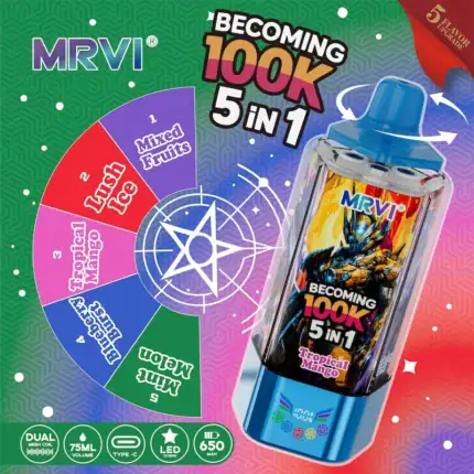 mrvi 100k puffs 5 in 1 becoming Vape 100000 Puffs | Multi-Flavor Rechargeable Vape with Full Screen Display