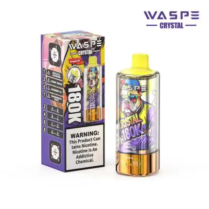 WASPE Crystal 180K 180,000 Puffs | 68mL Prefilled E-Liquid | 8-in-1 Mesh Coil Disposable Vape