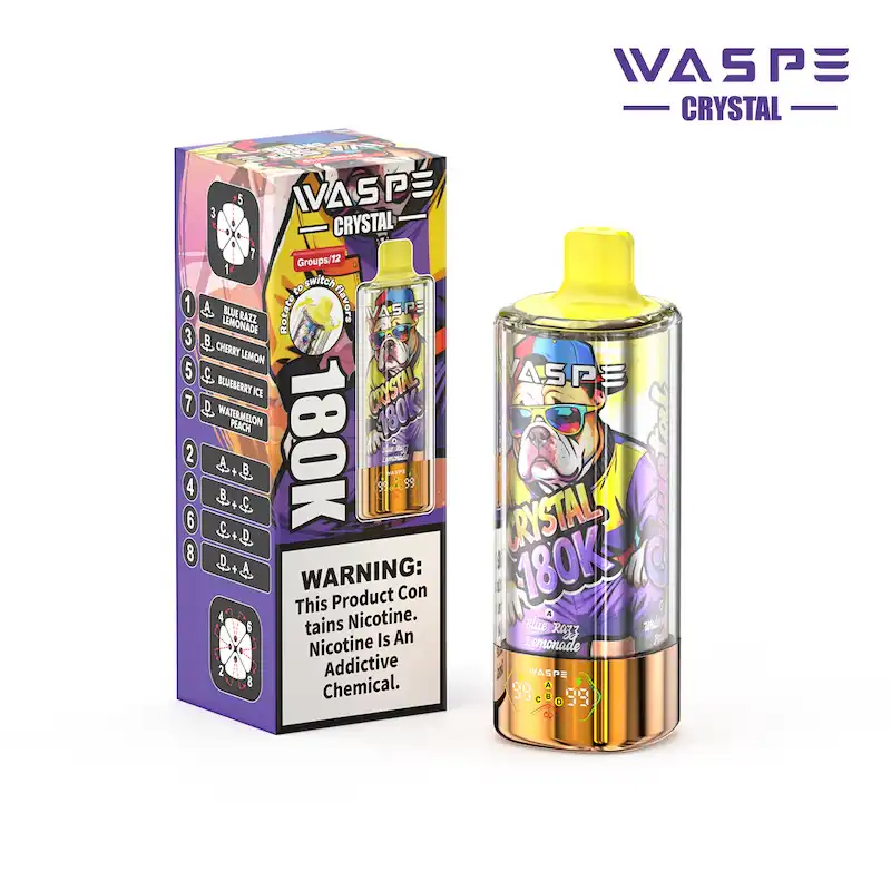 WASPE Crystal 180K 180,000 Puffs | 68mL Prefilled E-Liquid | 8-in-1 Mesh Coil Disposable Vape
