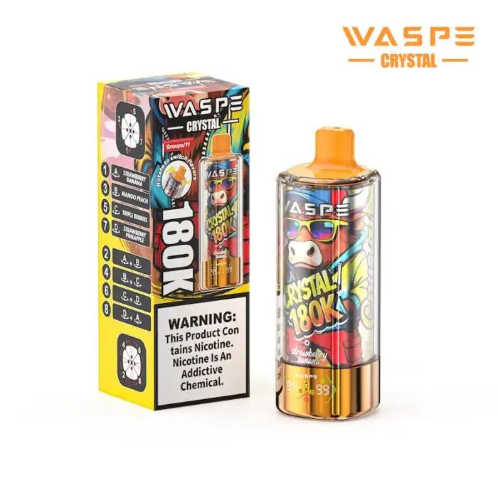 WASPE Crystal 180K 180,000 Puffs | 68mL Prefilled E-Liquid | 8-in-1 Mesh Coil Disposable Vape