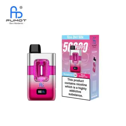 Fumot Eco 50k 50000 puff 2in1 Disposable Vape - 0% 2% 3% 5% Nicotine 10+10ml Double Flavors Smart Display