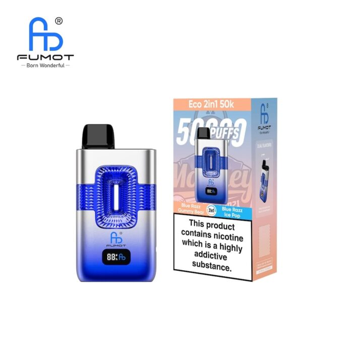 Fumot Eco 50k 50000 puff 2in1 Disposable Vape - 0% 2% 3% 5% Nicotine 10+10ml Double Flavors Smart Display