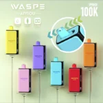 Close up of flavor switch button on WASPE 100K Pro 2-in-1 dual taste vape for instant flavor change