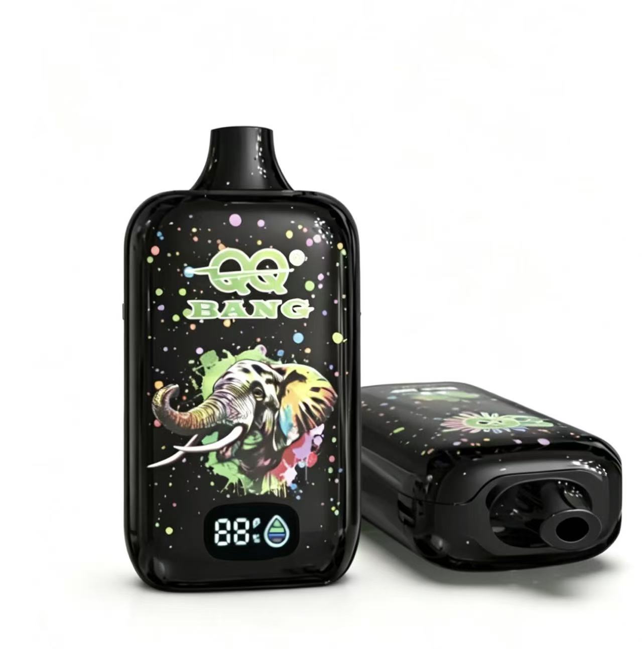 QQ Bang 80000 puffs disposable vape with smart screen showing battery and e-liquid levels