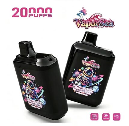 Retail display stand featuring multiple Vaporsea 20000 puffs vape units for in-store sales