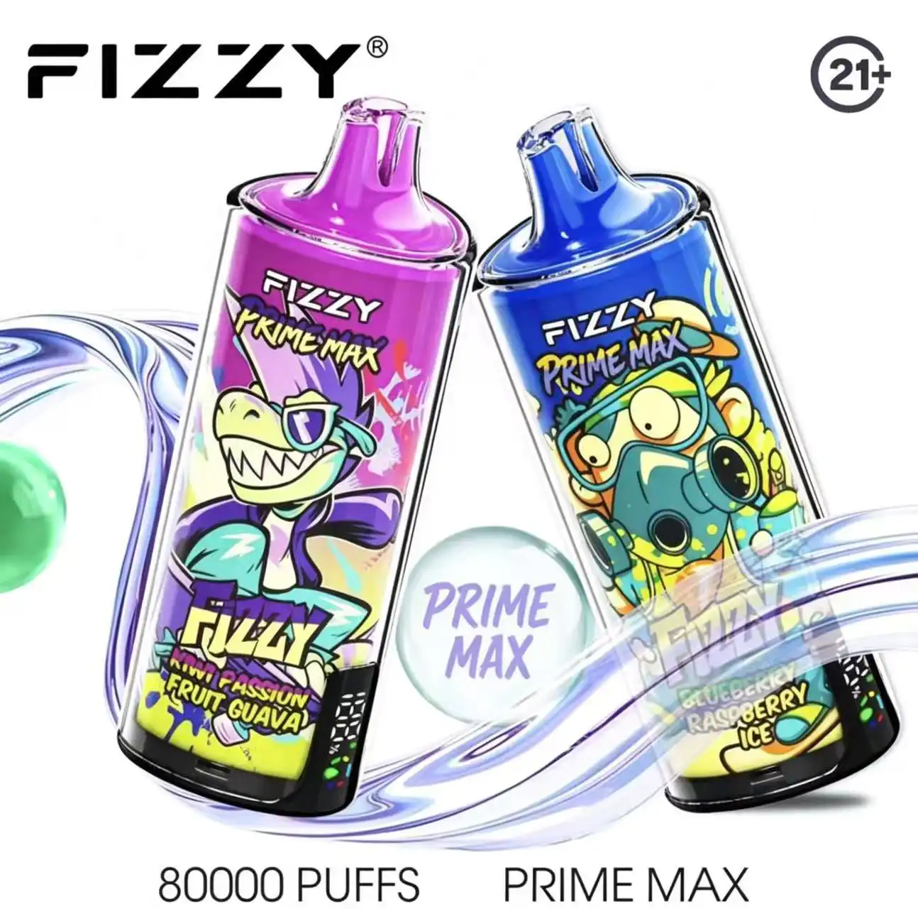 fizzy-prime-max-80k-vape-main.jpg Fizzy Prime Max 80K puffs 80000 puffs disposable device with gradient purple finish